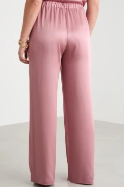 Pantalone in tessuto lucido - Rosa