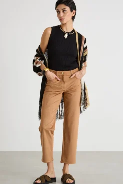 Pantalone in tessuto stretch - Cammello