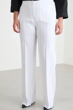 Pantalone in twill gessato - Bianco