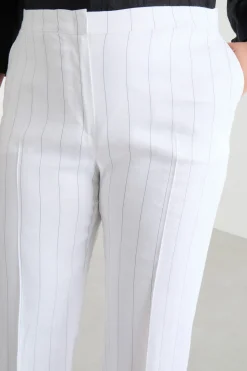 Pantalone in twill gessato - Bianco