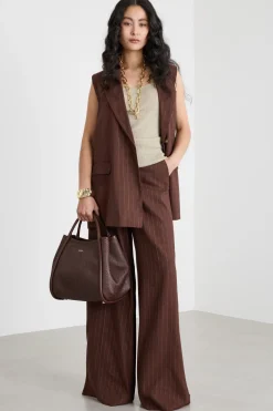 Pantalone in twill - Marrone