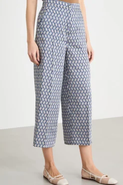 Pantalone in twill stampato - Blu Beige Azzurro