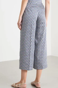 Pantalone in twill stampato - Blu Beige Azzurro