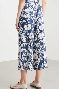 Pantalone in twill stampato - Blu Bianco