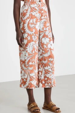 Pantalone in twill stampato - Marrone