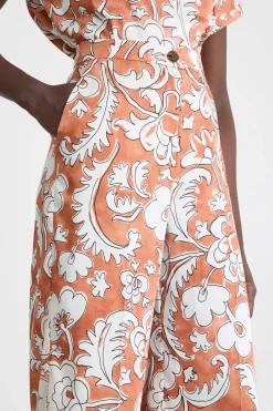 Pantalone in twill stampato - Marrone