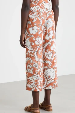 Pantalone in twill stampato - Marrone