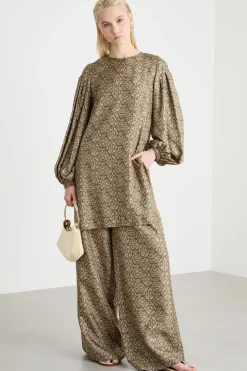 Pantalone in twill stampato - Verde
