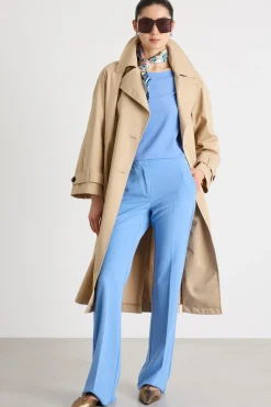 Pantalone in twill tecnico stretch - Azzurro