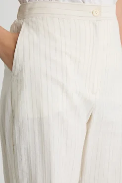 Pantalone jacquard con risvolto - Avorio