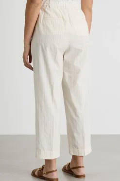 Pantalone jacquard con risvolto - Avorio