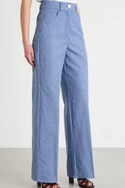 Pantalone jacquard stretch - Blu