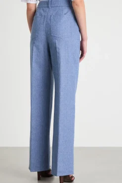 Pantalone jacquard stretch - Blu