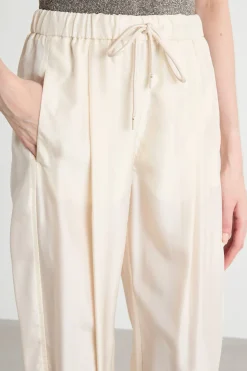 Pantalone jogger con elastico al fondo - Avorio