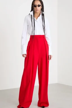 Pantalone oversize in doppia tela - Rosso