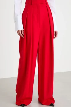 Pantalone oversize in doppia tela - Rosso