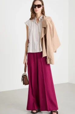 Pantalone palazzo con alamari - Bordeaux