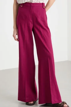 Pantalone palazzo con alamari - Bordeaux
