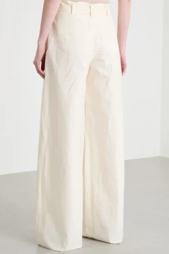 Pantalone palazzo con cintura - Bianco