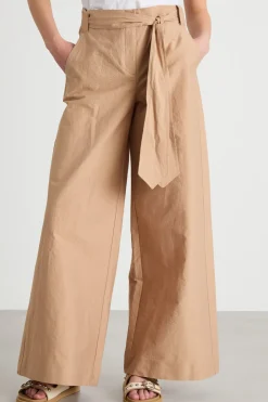 Pantalone palazzo con cintura - Cammello