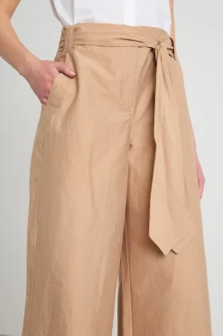 Pantalone palazzo con cintura - Cammello
