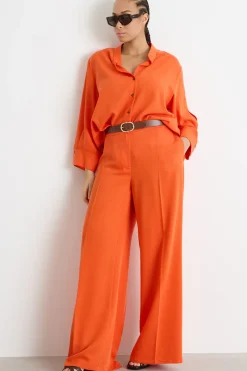 Pantalone palazzo con piega centrale - Arancione