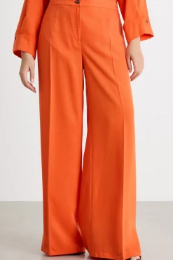 Pantalone palazzo con piega centrale - Arancione