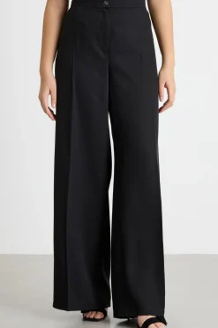 Pantalone palazzo con piega centrale - Nero