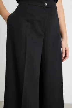 Pantalone palazzo con piega centrale - Nero