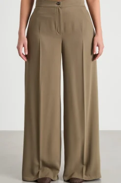 Pantalone palazzo con piega centrale - Verde