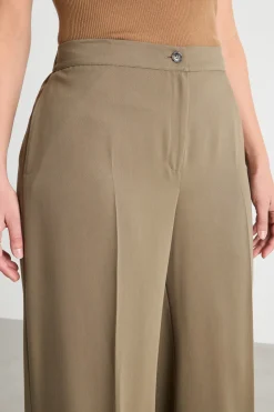 Pantalone palazzo con piega centrale - Verde