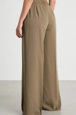 Pantalone palazzo con piega centrale - Verde