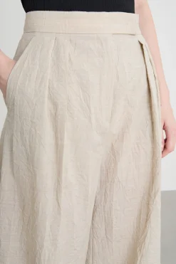 Pantalone palazzo con pieghe - Beige