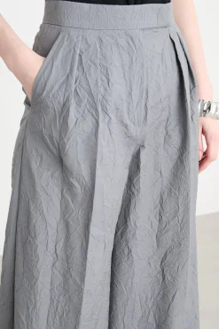 Pantalone palazzo con pieghe - Grigio