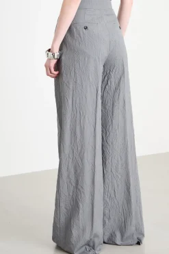 Pantalone palazzo con pieghe - Grigio