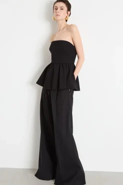 Pantalone palazzo con pinces - Nero