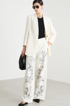 Pantalone palazzo con stampa - Bianco Nero