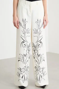 Pantalone palazzo con stampa - Bianco Nero