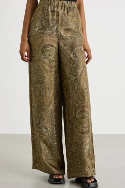 Pantalone palazzo con stampa sfumata - Verde