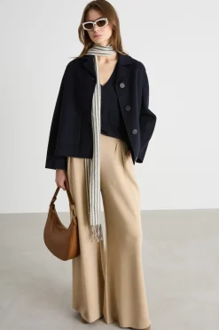 Pantalone palazzo con vita elastica - Cammello