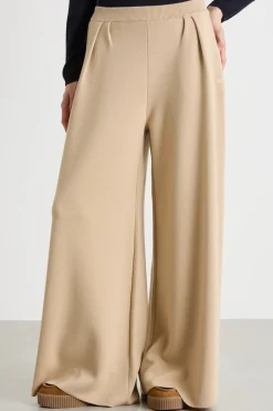 Pantalone palazzo con vita elastica - Cammello