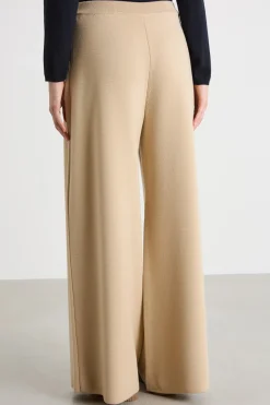 Pantalone palazzo con vita elastica - Cammello