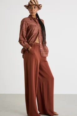 Pantalone palazzo fluido - Marrone