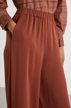 Pantalone palazzo fluido - Marrone
