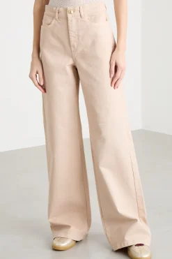 Pantalone palazzo in bull - Beige