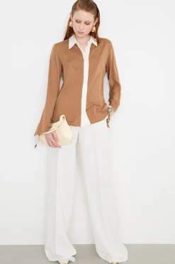 Pantalone palazzo in cady - Bianco