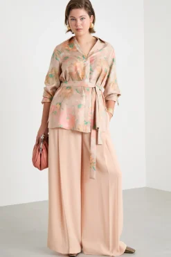 Pantalone palazzo in cady leggero - Rosa