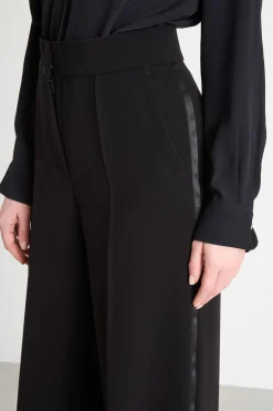 Pantalone palazzo in cady - Nero