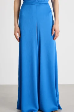 Pantalone palazzo in creponne - Azzurro