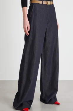 Pantalone palazzo in drill - Blu